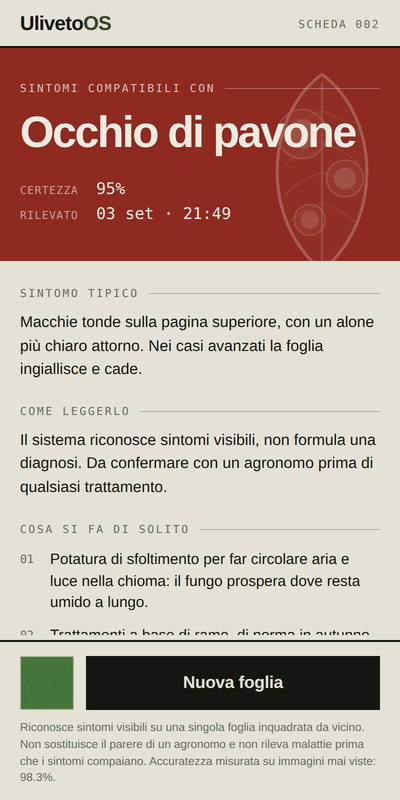 Il controllo foglia sul telefono